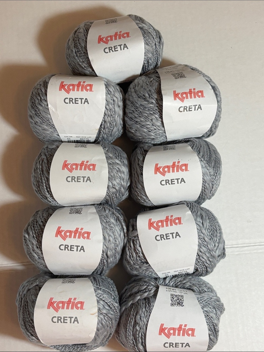 Katia Creta Chunky Yarn - Light Gray (Lot of 9 Balls)